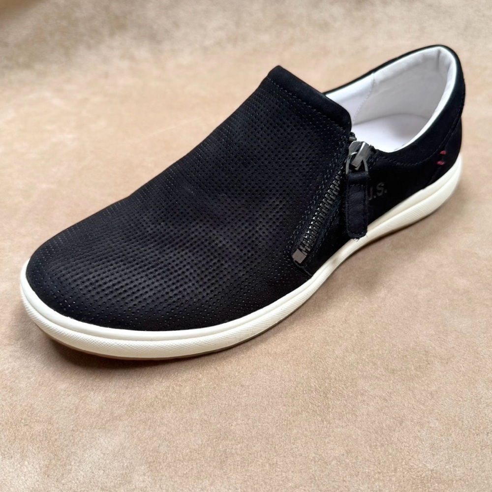 New Josef Seibel Caren 22 Campa Nubuck Sneakers Black 39 NIB Leather Zipper - Picture 2 of 13